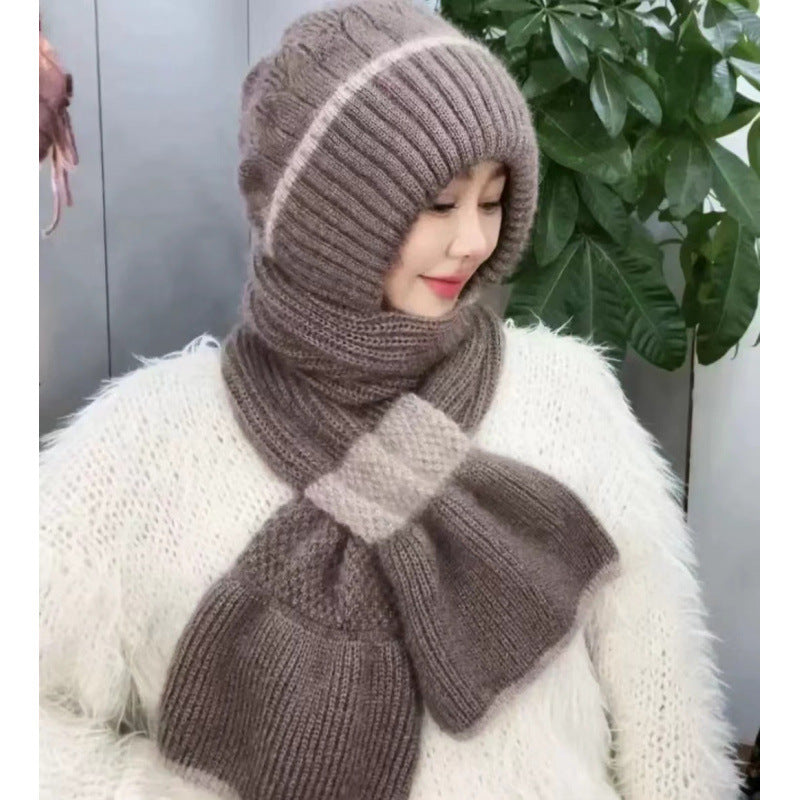 Women's winter hats, new style hats, scarves, integrated snow hats, plush and thickened wool hats, buckle earmuffs, knitted hats