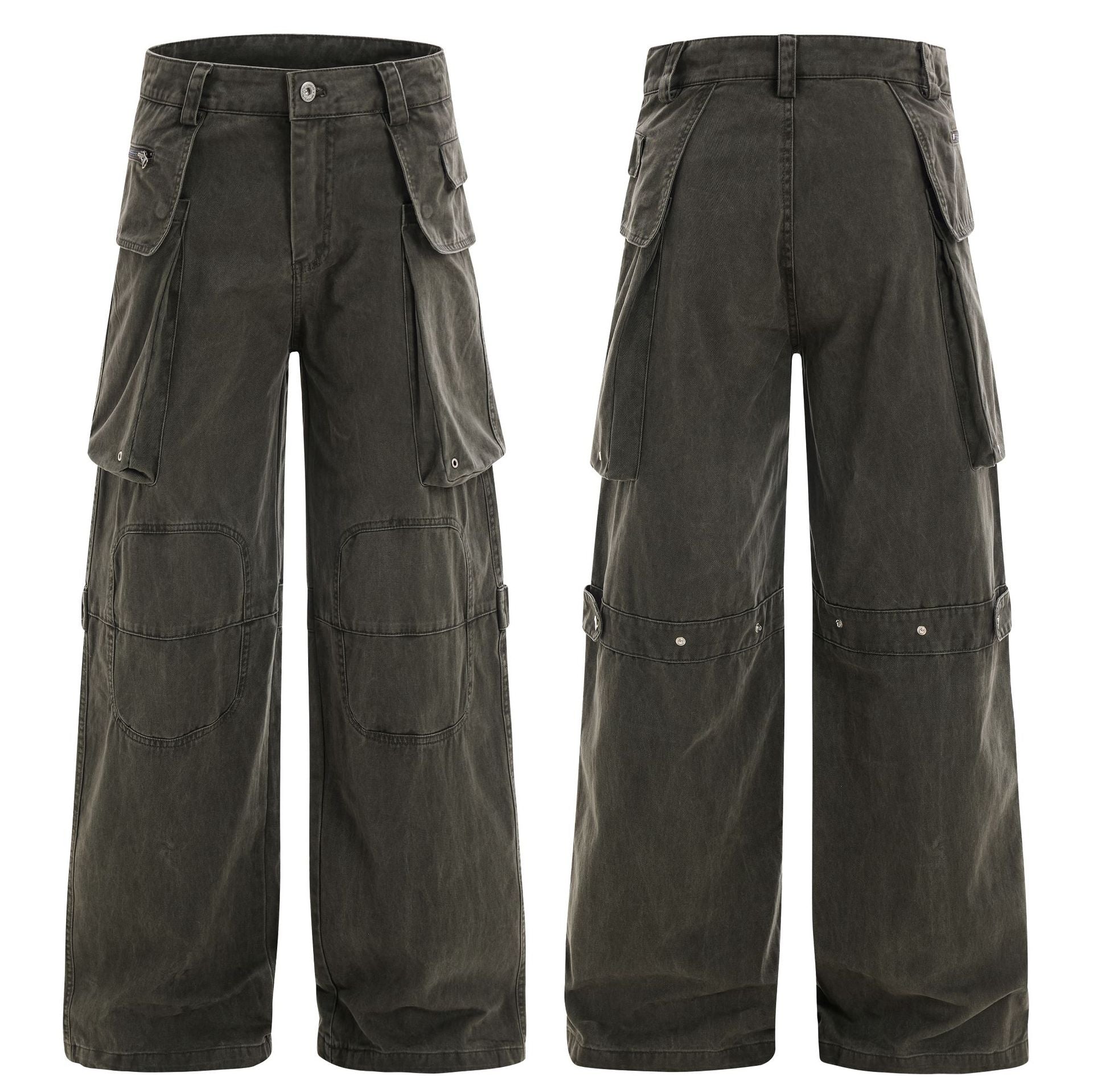 OREETA American retro cleanfit simple high-end overalls men and women street hip-hop distressed casual pants