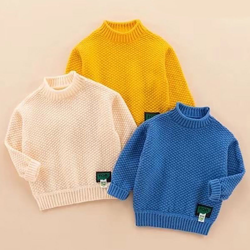 Boys' sweaters 2025 new style handsome spring middle and large children's knitted children's tops comfortable girls thickened pullover