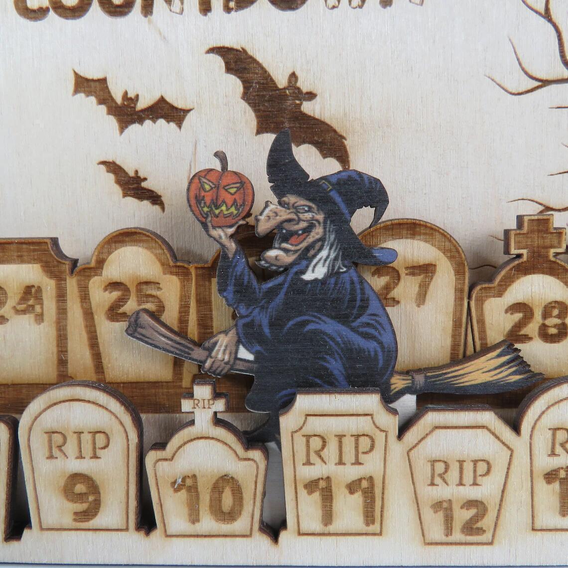 Wooden Halloween advent calendar new home Halloween advent calendar