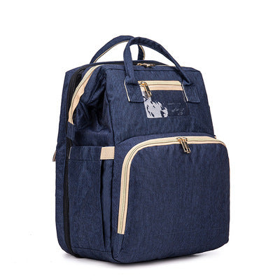 Factory cross-border new upgraded folding bed mommy bag portable multi-functional double-shoulder mother backpack mother and baby bag bed