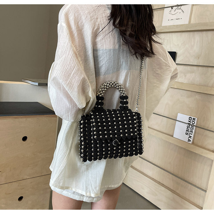 European and American fashion beaded handbags for women new cross-border high-quality hand-woven shoulder messenger bag