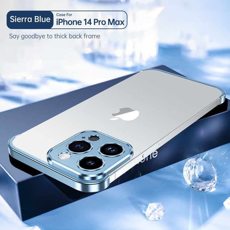 Metal corner pad frame bare metal feel suitable for Apple 15 true borderless mobile phone case iPhone14pro protective case