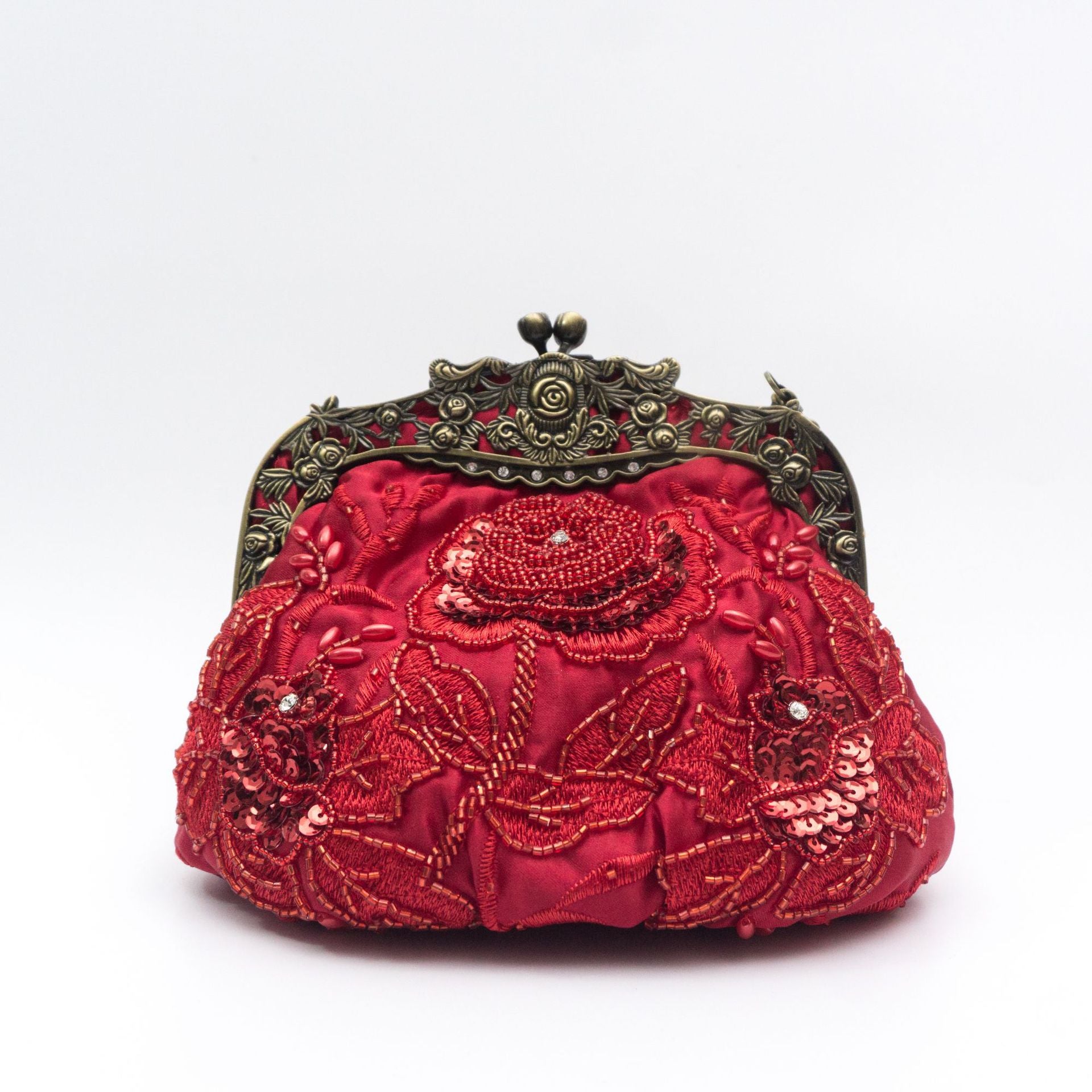 Kaiweili handmade beaded flower evening bag retro old Shanghai cheongsam bag hot style embroidered mouth gold bag