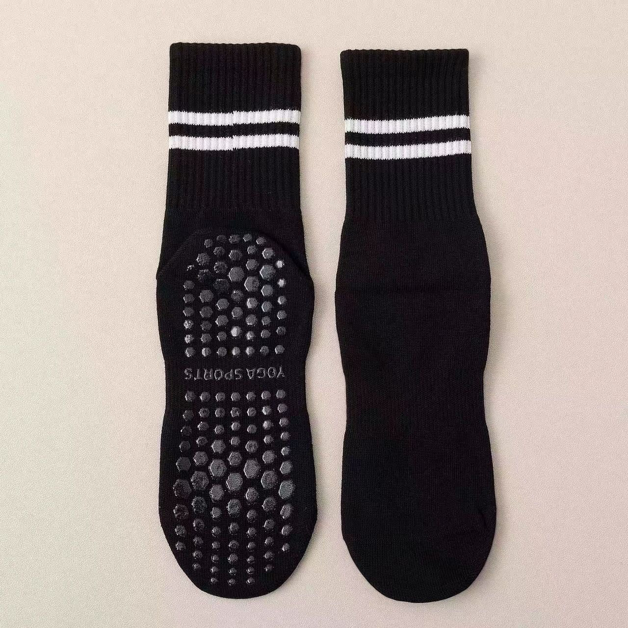 Yoga non-slip socks women's dance trampoline Pilates fitness mid-tube socks indoor shock-absorbing sports yoga socks