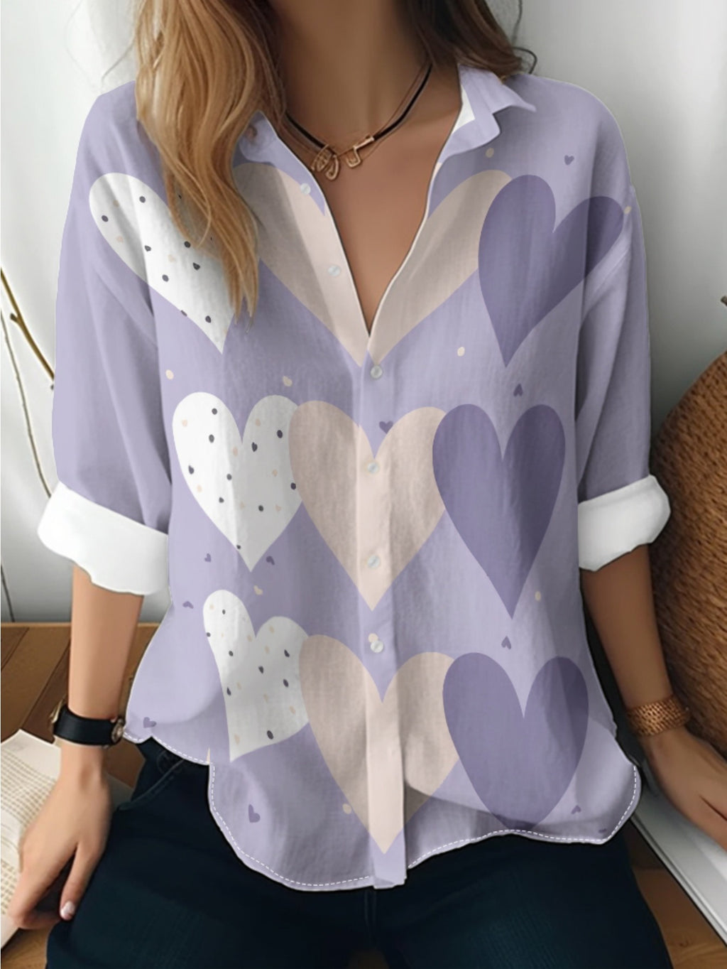 Cat cross-border European and American women's 3D printed floral pattern long-sleeved shirt women's fashion tops