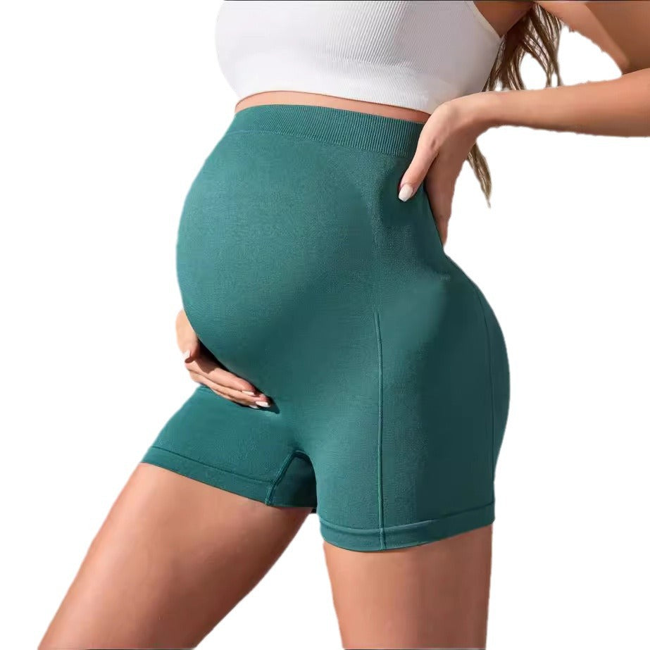 European and American cross-border maternity pocket three-quarter pants summer style new high waist belly support sports yoga maternity shorts women