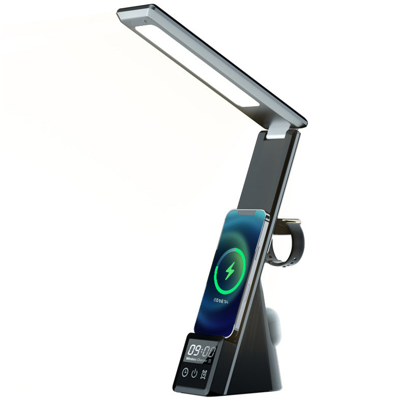 Cross-border desk lamp mobile phone wireless charger multi-function creative folding eye protection wireless fast charging 15W earphone watch