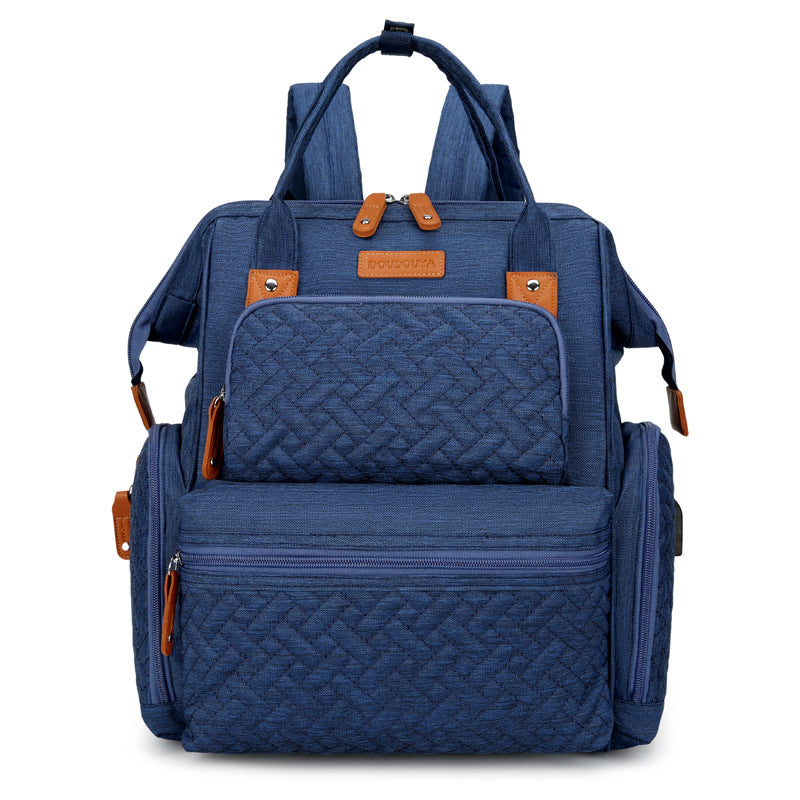 Cross-border multi-pocket mommy bag with diaper pad, high-quality outdoor travel multi-functional mother and baby bag, fashionable mommy bag