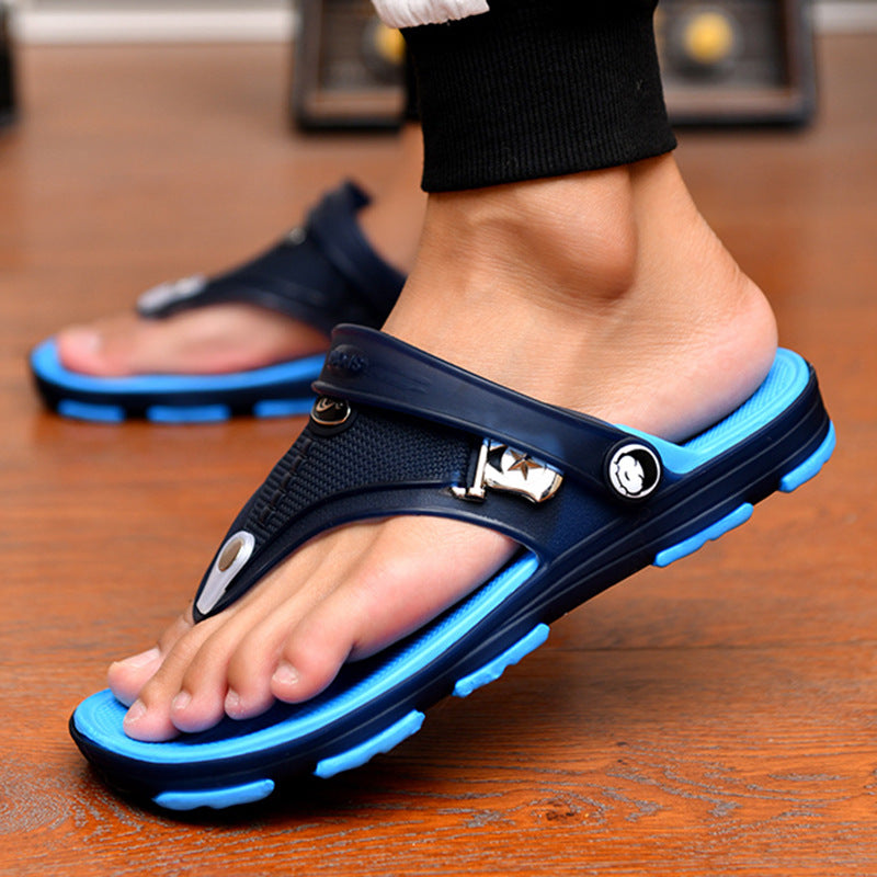 Men's sandals, slippers, men's shoes, summer new style flip flops, beach shoes, non-slip outdoor wear, dual-purpose hole shoes