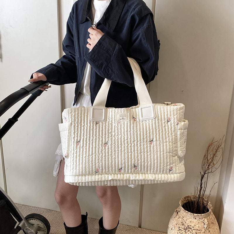 Mommy bag high quality Korean style full embroidery large capacity crossbody mother and baby bag for going out large capacity tote mommy bag
