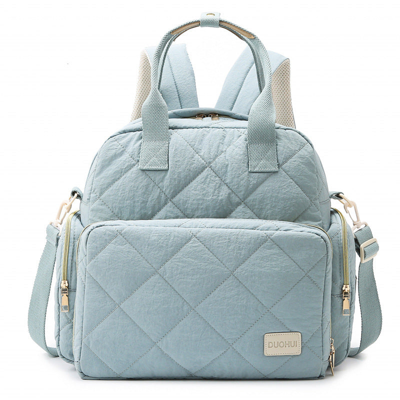 Mommy bag new clothing fabric large rhombus multifunctional mother and baby bag for going out with diaper pad large capacity mommy bag