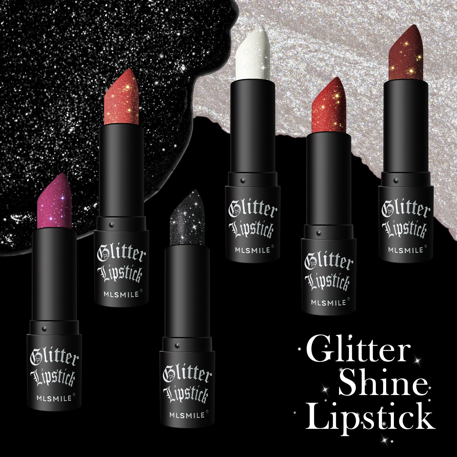 MLSMILE cross-border non-stick matte lipstick flash diamond lipstick lipstick Halloween dark vampire makeup