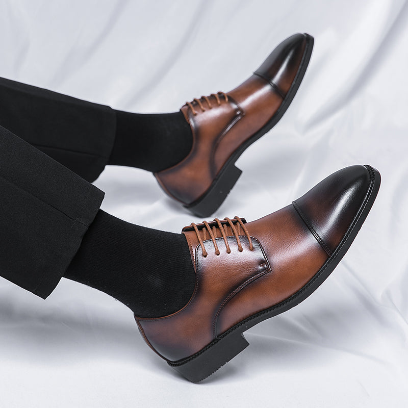 European and American British style brogues men's business genuine leather color matching carved Oxford shoes men's wedding pointed toe groom shoes