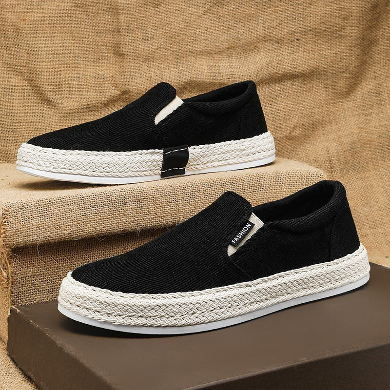 Old Beijing cloth shoes men's spring breathable casual slip-on white sneakers new men's canvas shoes