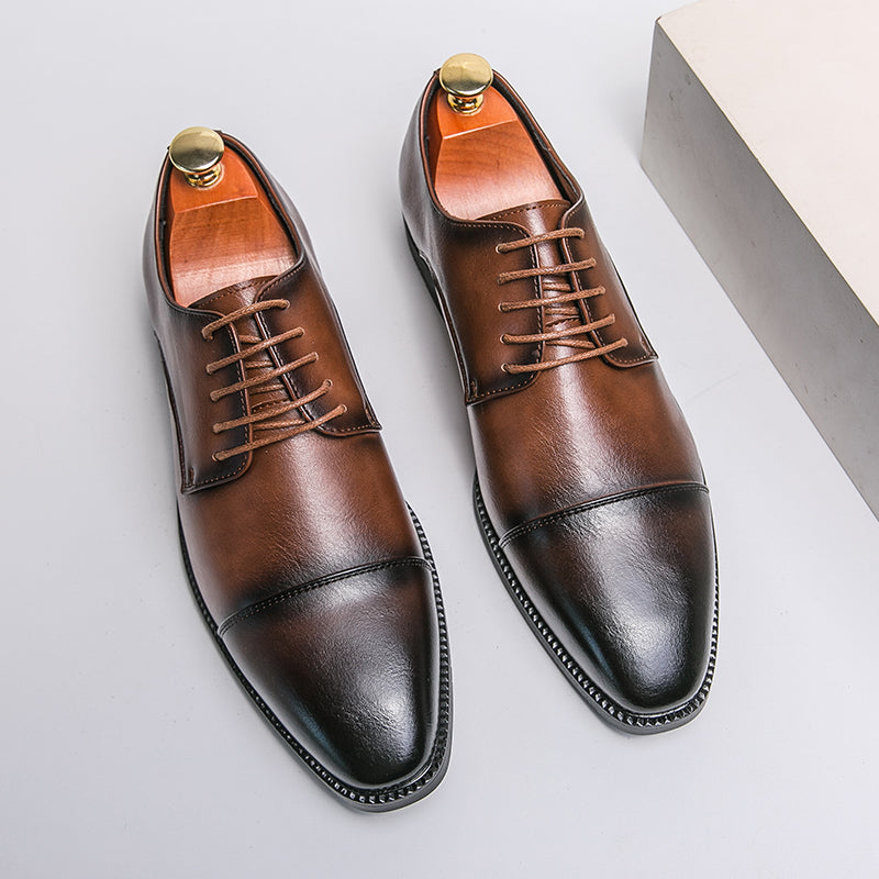 European and American British style brogues men's business genuine leather color matching carved Oxford shoes men's wedding pointed toe groom shoes