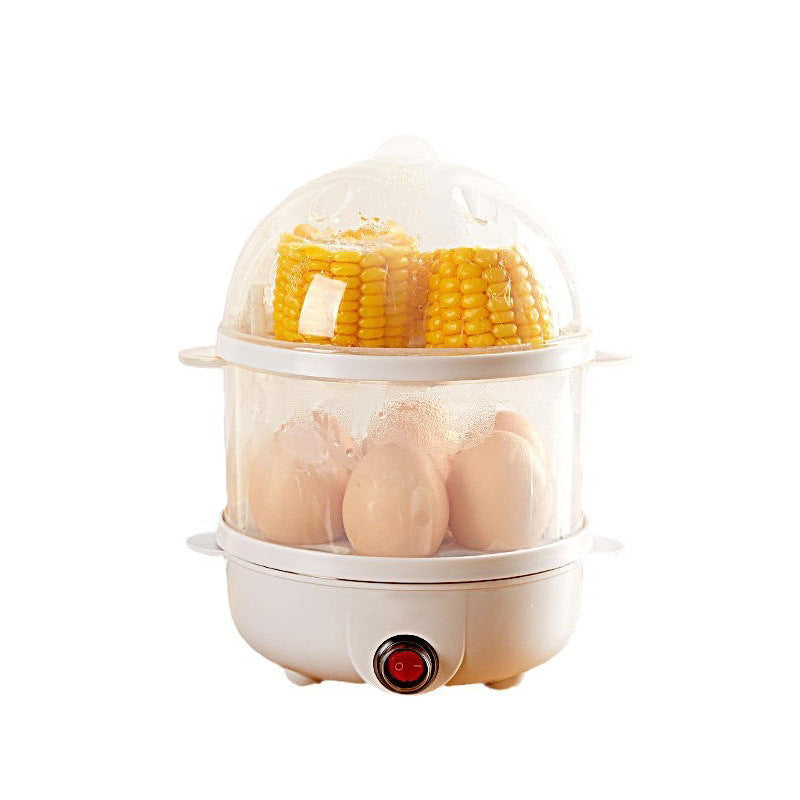 Multifunctional egg steamer, household double-layer breakfast machine, small anti-dry burning steamer, automatic power off, mini egg boiled pot