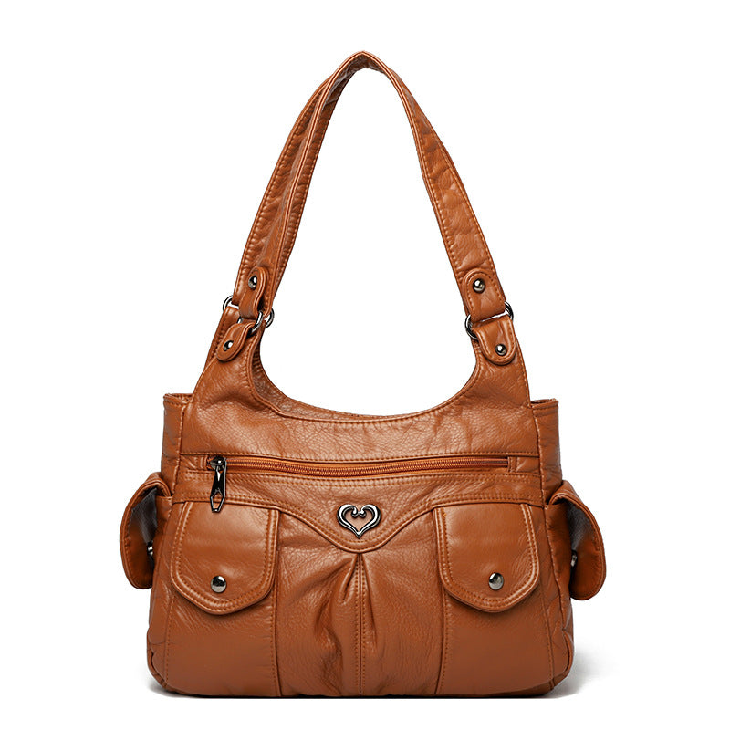 Cross-border 2025 foreign trade new women's bag fashionable large-capacity soft leather casual shoulder handbag crossbody tote bag