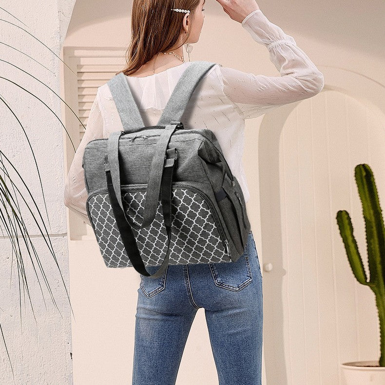 Cross-border European and American large size mommy bag hidden shoulder strap can be double-backed crossbody multifunctional mother and baby bag fashionable mommy bag