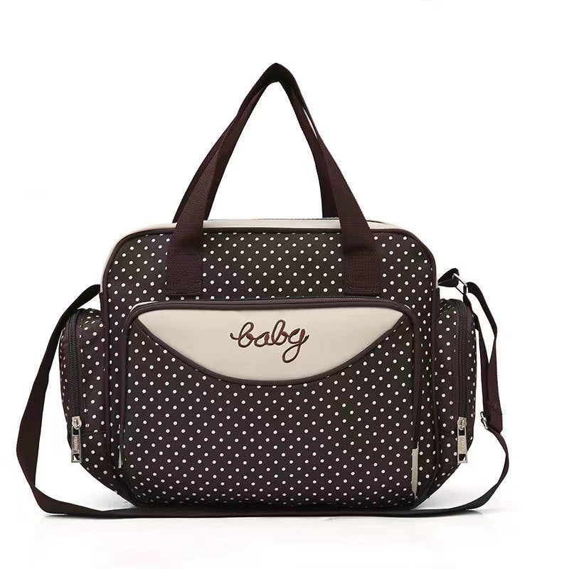 Manufacturer's new mother and baby bag portable 055 mommy bag confinement bag five-piece set large capacity polka dot mommy bag