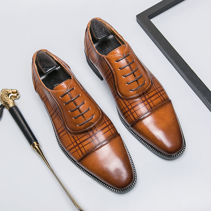 European and American British style brogues men's business genuine leather color matching carved Oxford shoes men's wedding pointed toe groom shoes