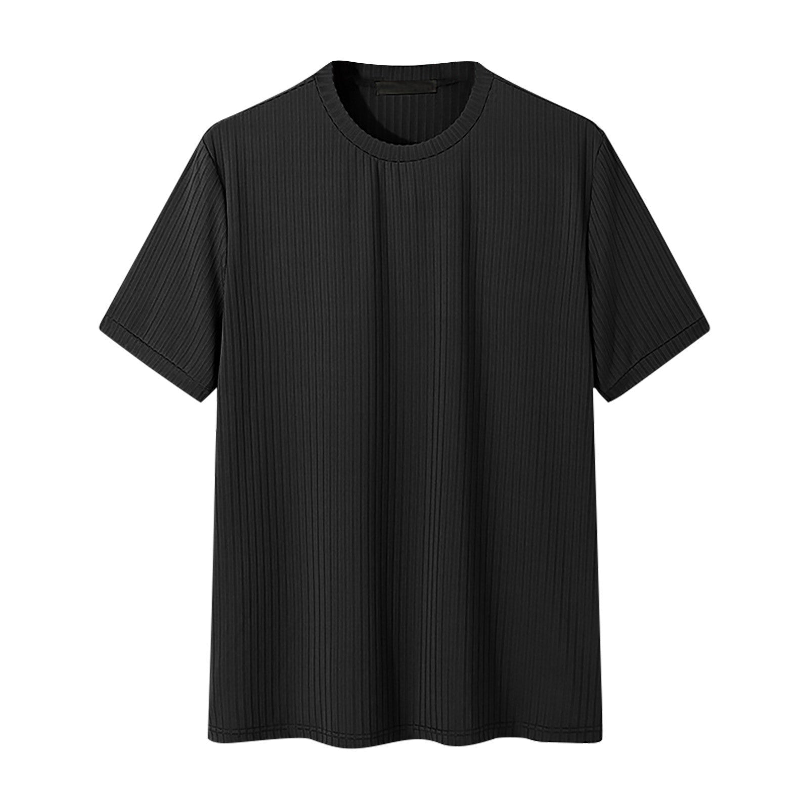 2025 new summer men's trendy thin short-sleeved European and American casual sweater elastic loose round neck T-shirt
