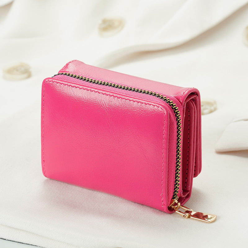 Credit card ID card cash wallet women's wallet small wallet short wallet card holder zipper wallet multi-layer trifold
