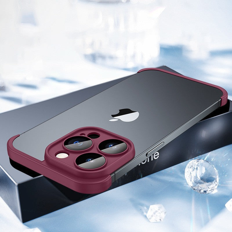 Metal corner pad frame bare metal feel suitable for Apple 15 true borderless mobile phone case iPhone14pro protective case