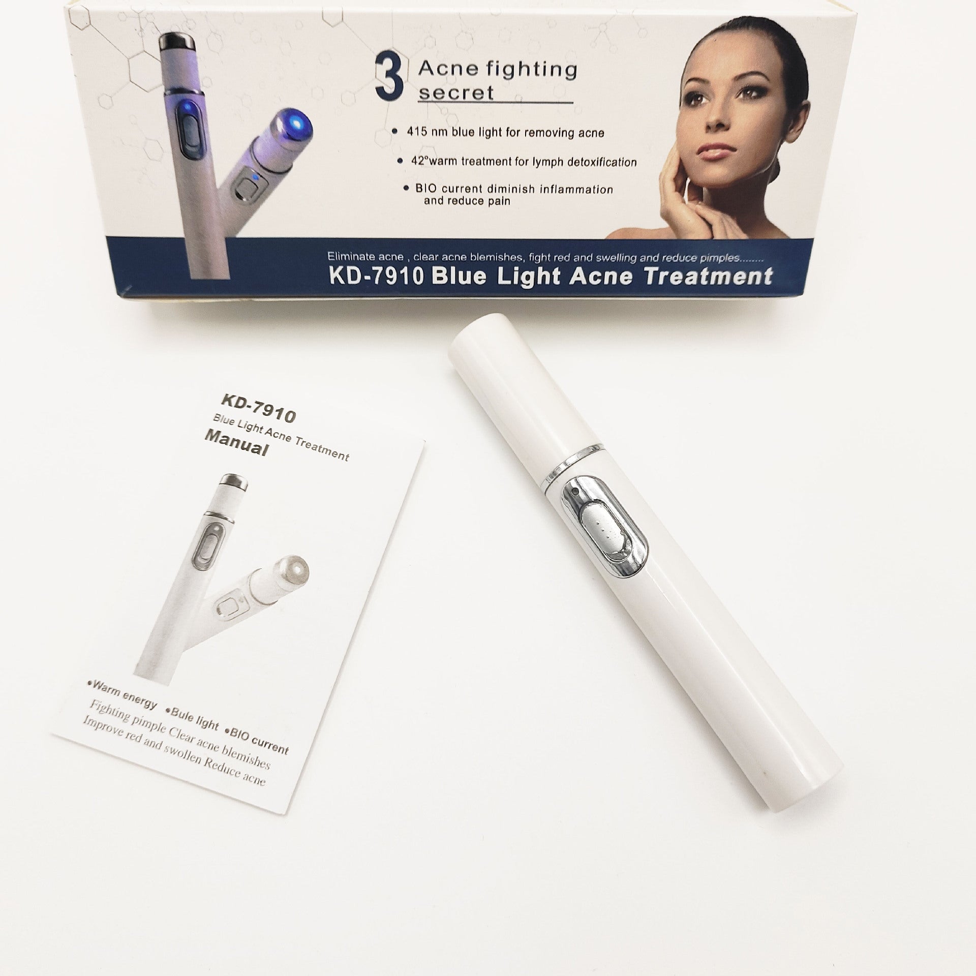 Blue light acne pen KD-7910 eye massager eye bags dark circles eye massage stick beauty eye instrument blue light acne removal