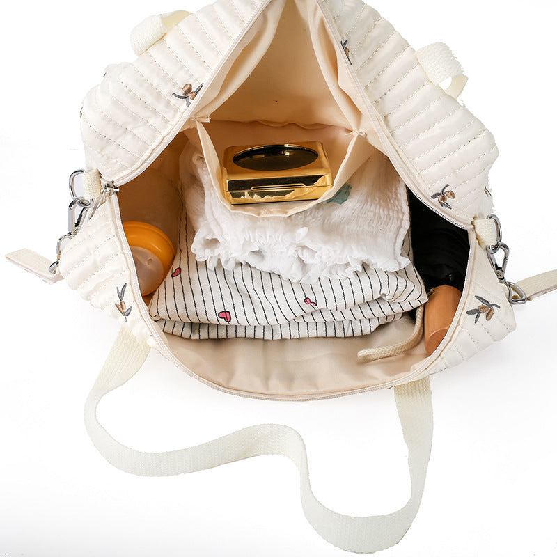 Mommy bag exquisite embroidery temperament simple mother and baby bag outdoor light large capacity Korean version crossbody handbag mommy bag