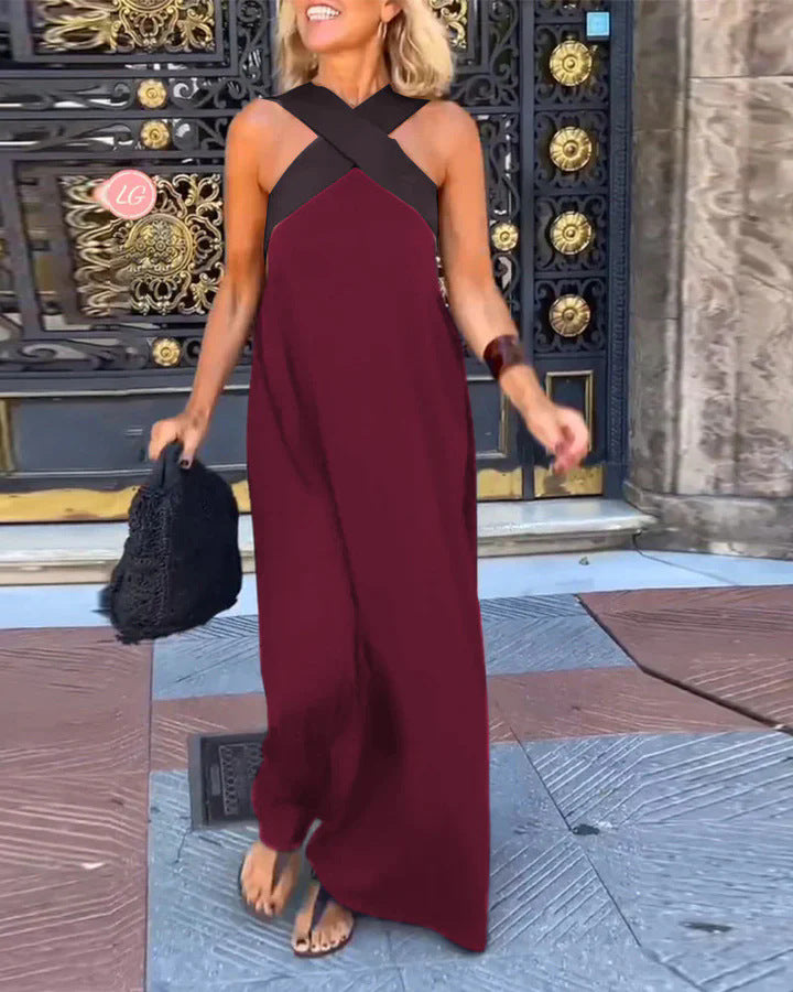 2025 summer new cross-border women's clothing AliExpress foreign trade long skirt cross sexy back dress