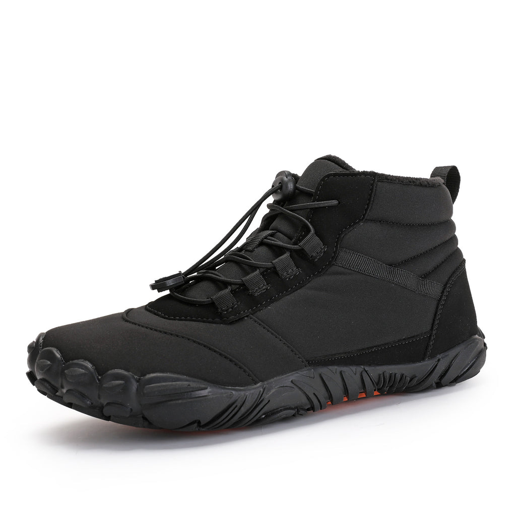 Cross-border new winter cotton boots men's casual barefoot cotton shoes women's plus velvet thickened snow boots couple warm hiking shoes