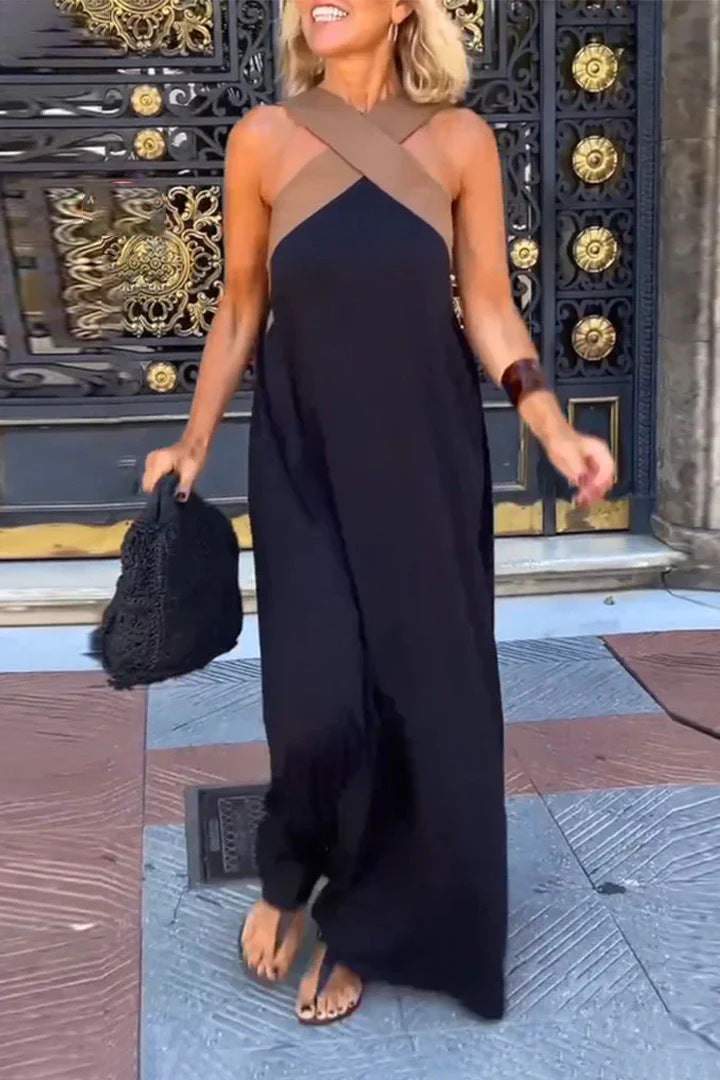 2025 summer new cross-border women's clothing AliExpress foreign trade long skirt cross sexy back dress