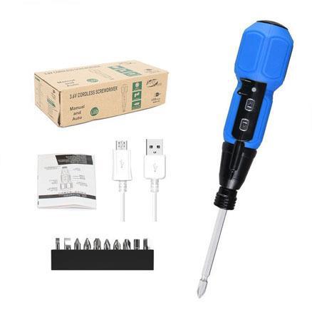 Alloy steel straight handle 3.6v electric screwdriver screwdriver USB rechargeable small mini magnetic household electric screwdriver