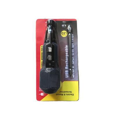 Alloy steel straight handle 3.6v electric screwdriver screwdriver USB rechargeable small mini magnetic household electric screwdriver