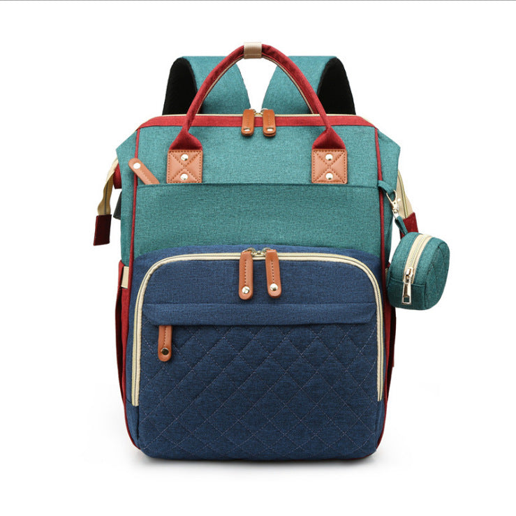 Mommy bag mother and baby bag baby folding bed bag large capacity lightweight mommy bag portable Korean ins backpack