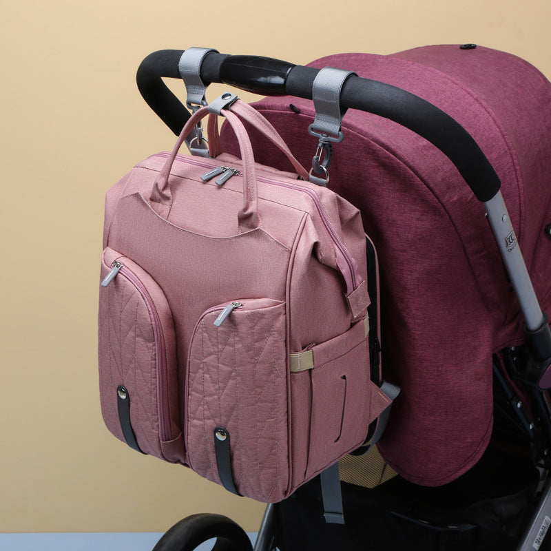 Korean version of mommy bag baby bed large capacity backpack with baby bag fabric Bao mom outing backpack waterproof
