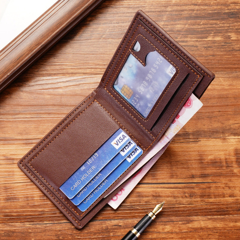 New men's wallet men's short multi-card slots fashion casual wallet men's youth thin tri-fold horizontal soft wallet