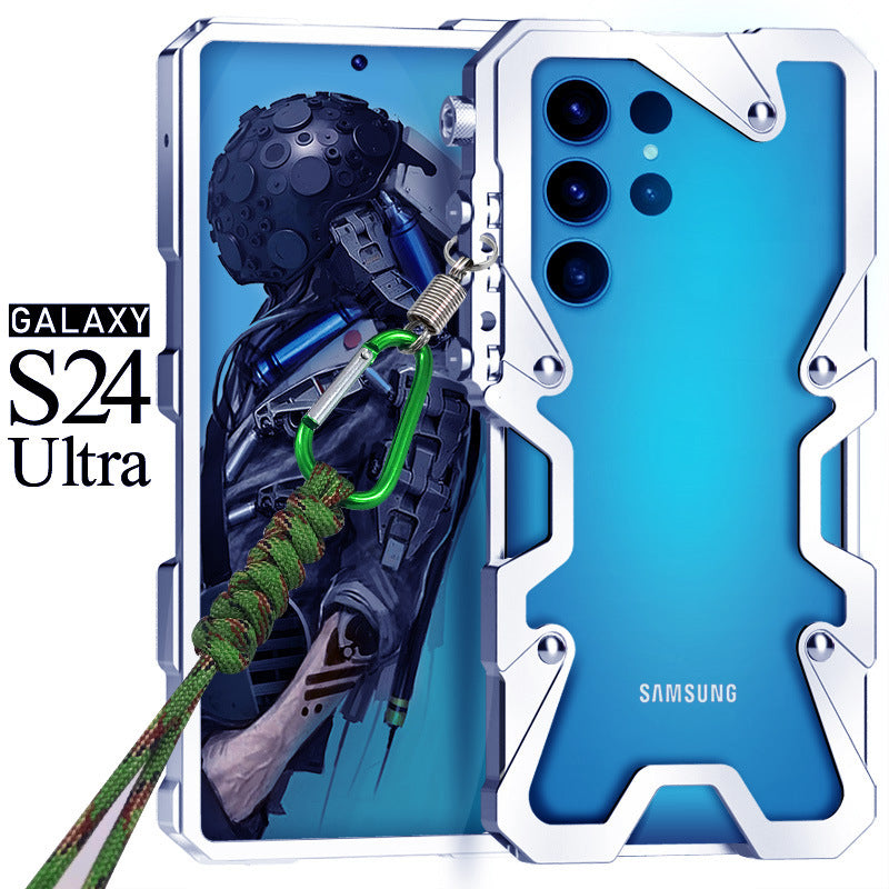 Suitable for Samsung S24Ultra/s25u metal frame mobile phone case Note20ultra anti-fall heat dissipation mechanical arm
