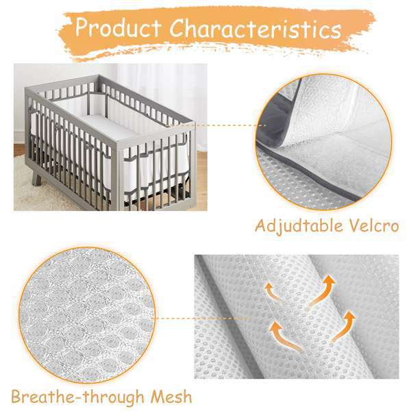 4 baby crib guardrails summer breathable skin-friendly sandwich lengthened heightened