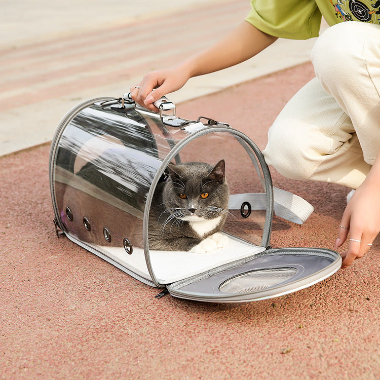 Wholesale pet backpack transparent one-shoulder suitcase pet universal lightweight handbag foldable travel cat bag