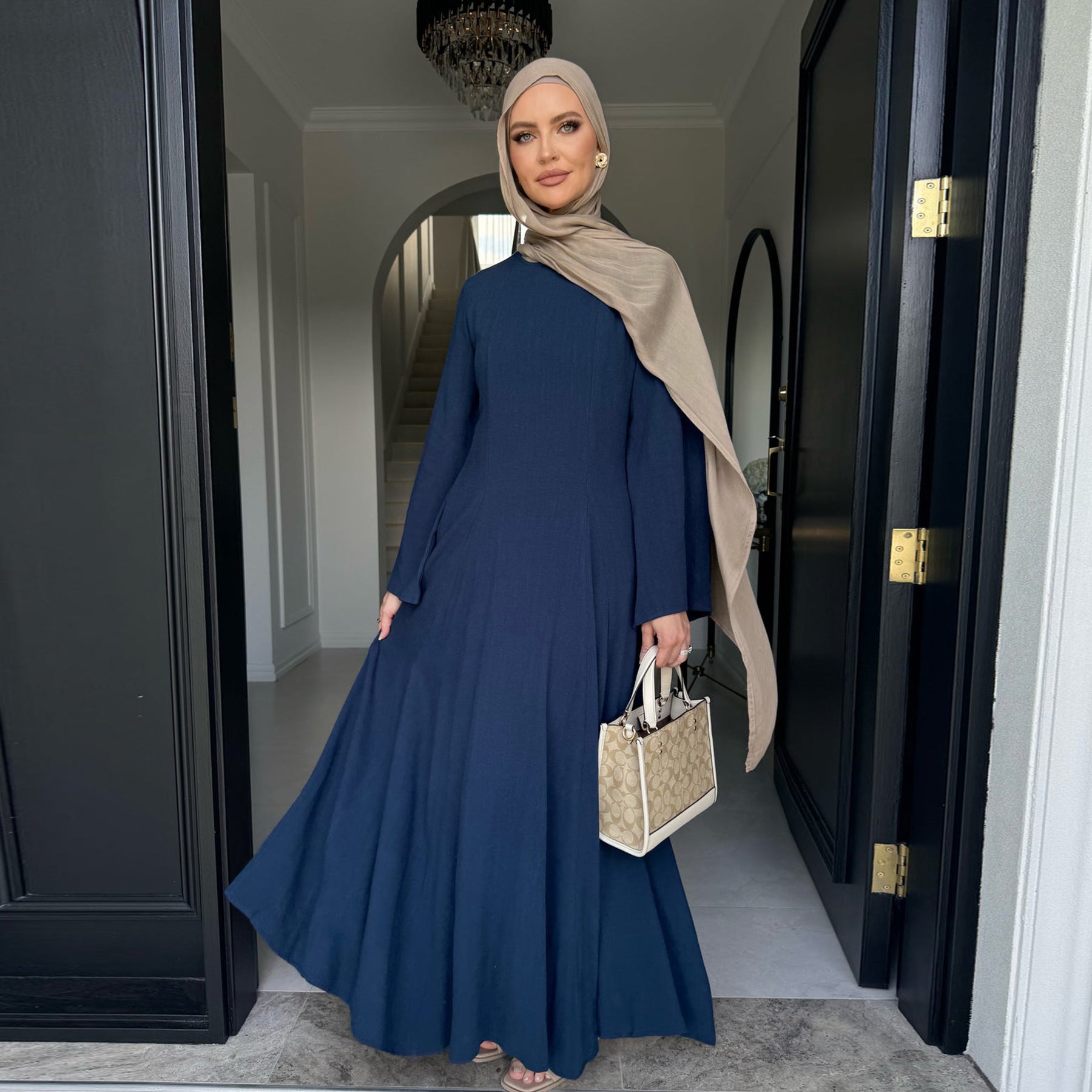 2025Loriya Dubai Turkish solid color large swing dress robe LR941