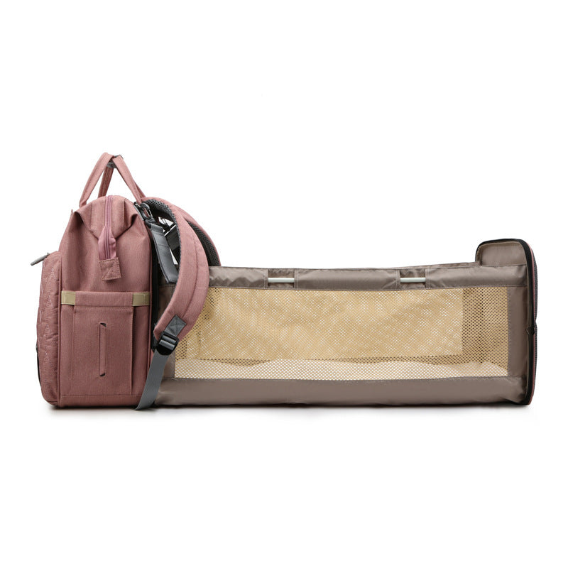 Korean version of mommy bag baby bed large capacity backpack with baby bag fabric Bao mom outing backpack waterproof