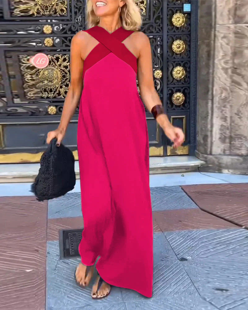2025 summer new cross-border women's clothing AliExpress foreign trade long skirt cross sexy back dress