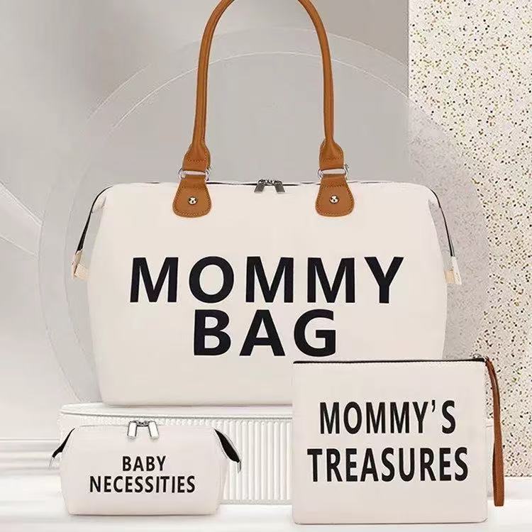 Mommy bag ins style hand to enhance the sense of cross-border travel three-piece set large capacity dry and wet separation shoulder handbag