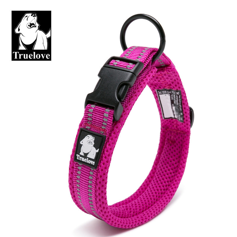 Truelove Pet Dog Collar Traction Adjustable Reflective Breathable Soft Mesh Foreign Trade Cross-border Amazon