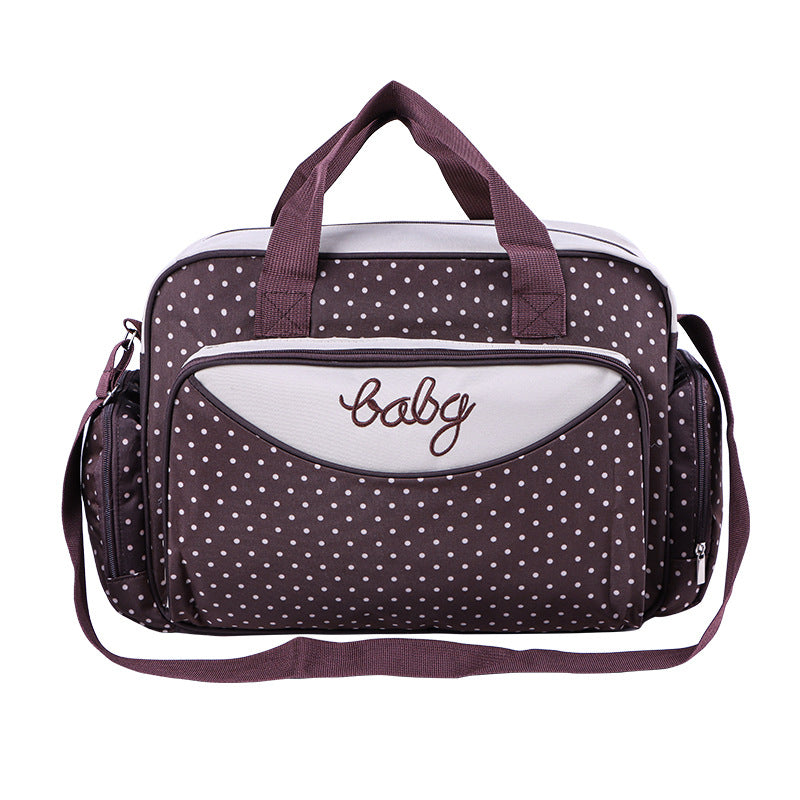 Manufacturer's new mother and baby bag portable 055 mommy bag confinement bag five-piece set large capacity polka dot mommy bag