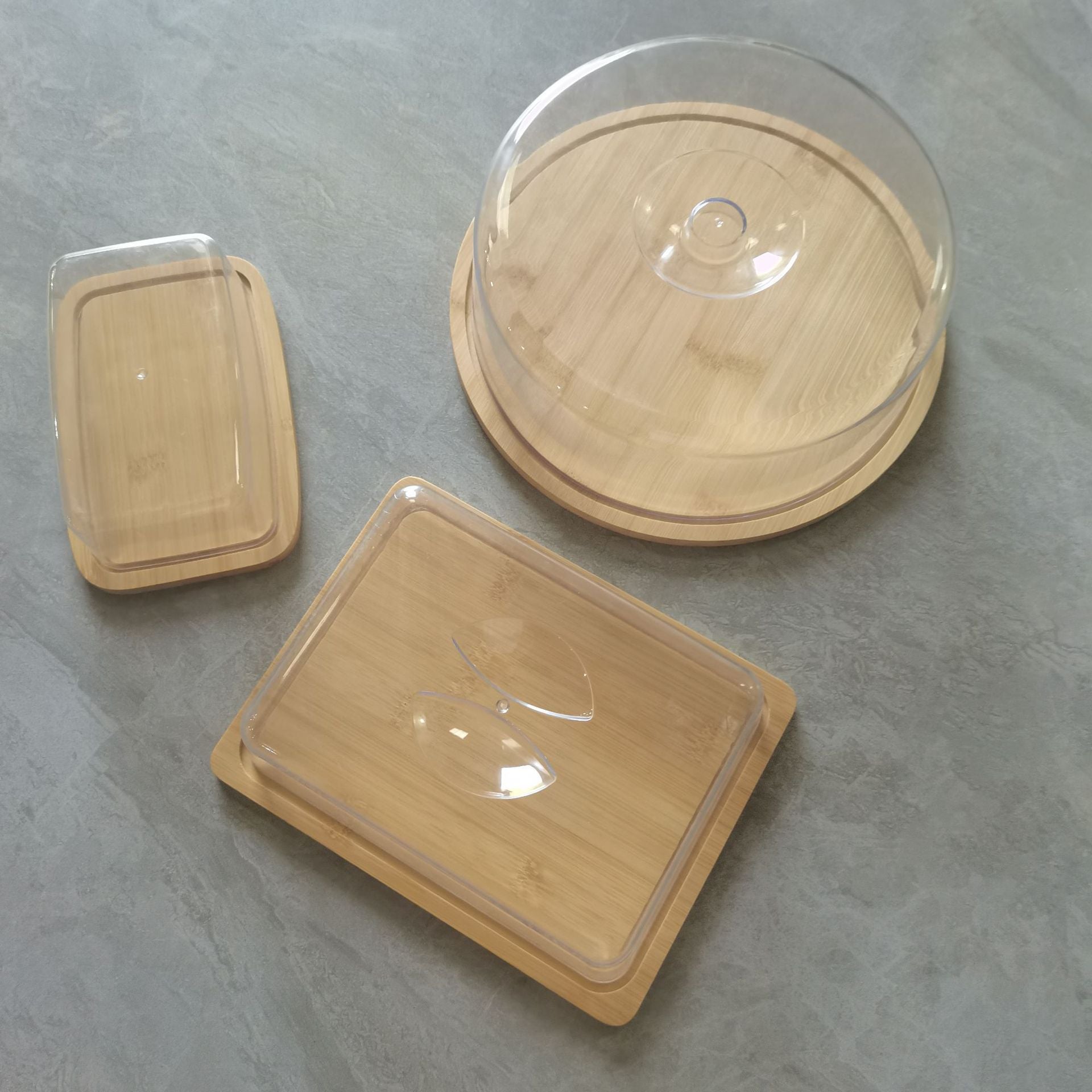 bamboo butter box butter storage kitchenware with lid fresh-keeping box cover transparent cover bamboo wooden tray dinner plate