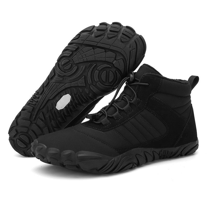 Cross-border new winter cotton boots men's casual barefoot cotton shoes women's plus velvet thickened snow boots couple warm hiking shoes