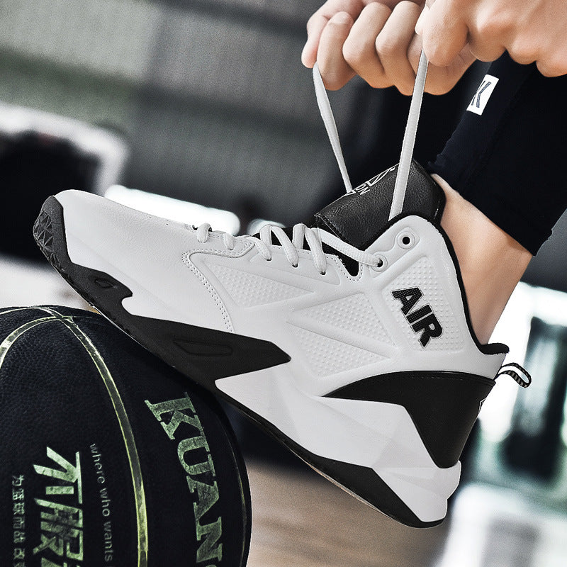 Men's summer new shoes men's youth large size white mesh breathable ball shoes high top basketball sports trendy shoes